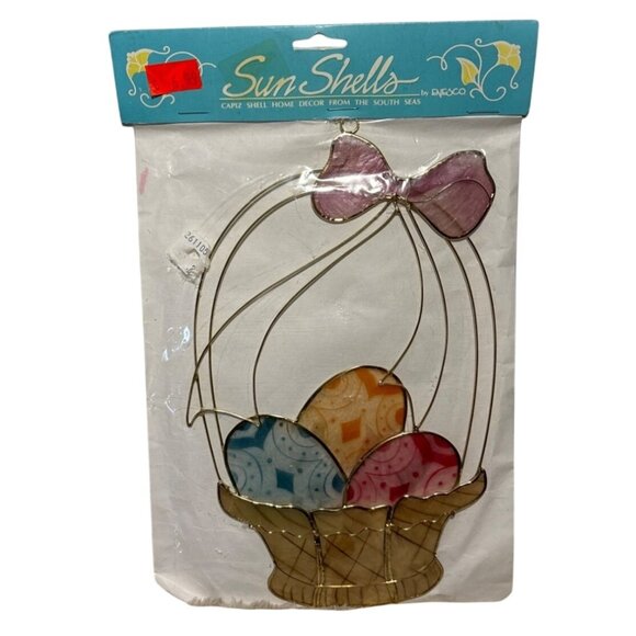 Vintage Enesco Sun Shells Capiz Easter Basket Ornament - Picture 1 of 5